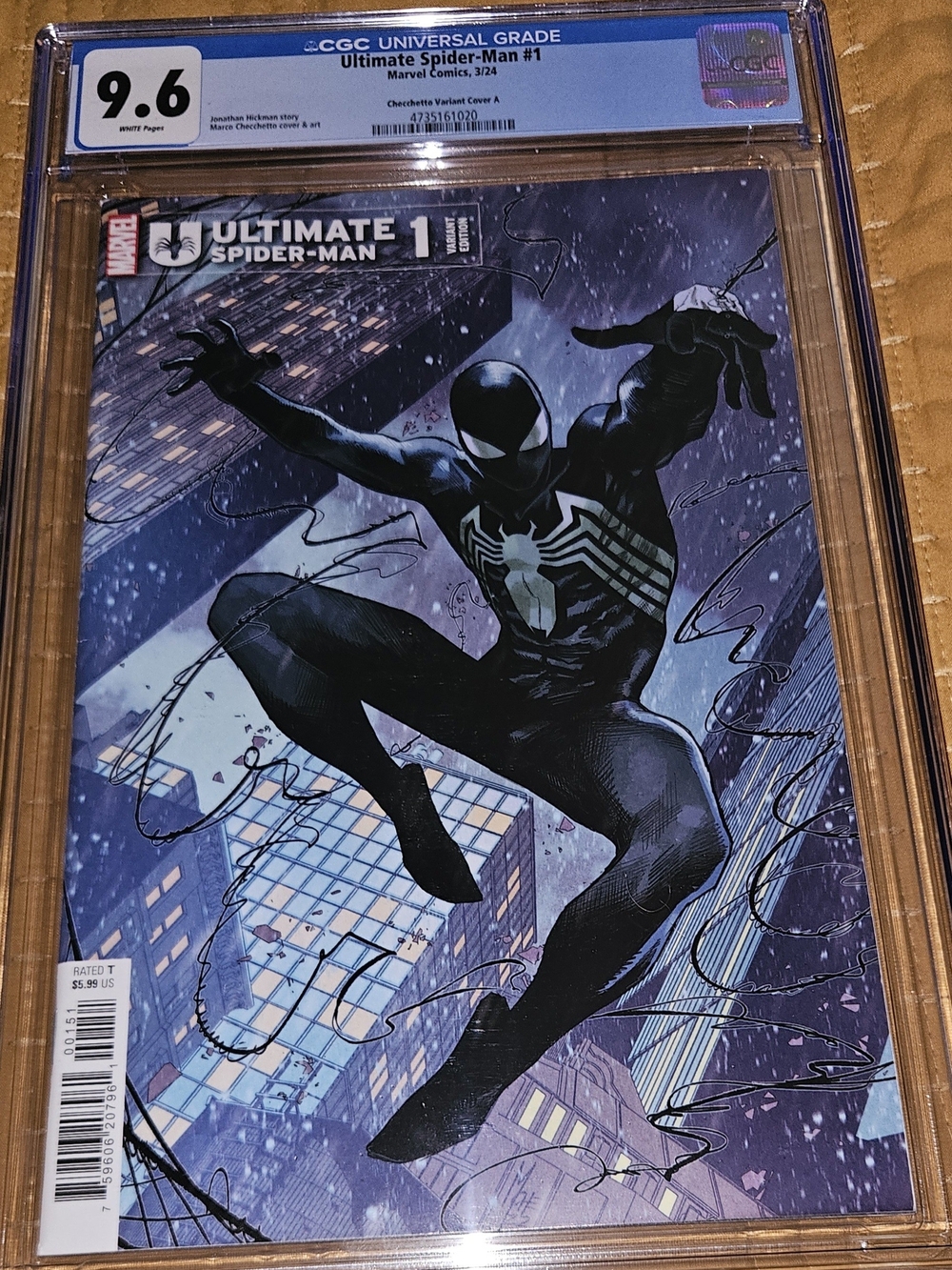 ULTIMATE SPIDERMAN #1 CGC 9.6 CHECCHETTO VARIANT COVER A 2024 BLACK COSTUME